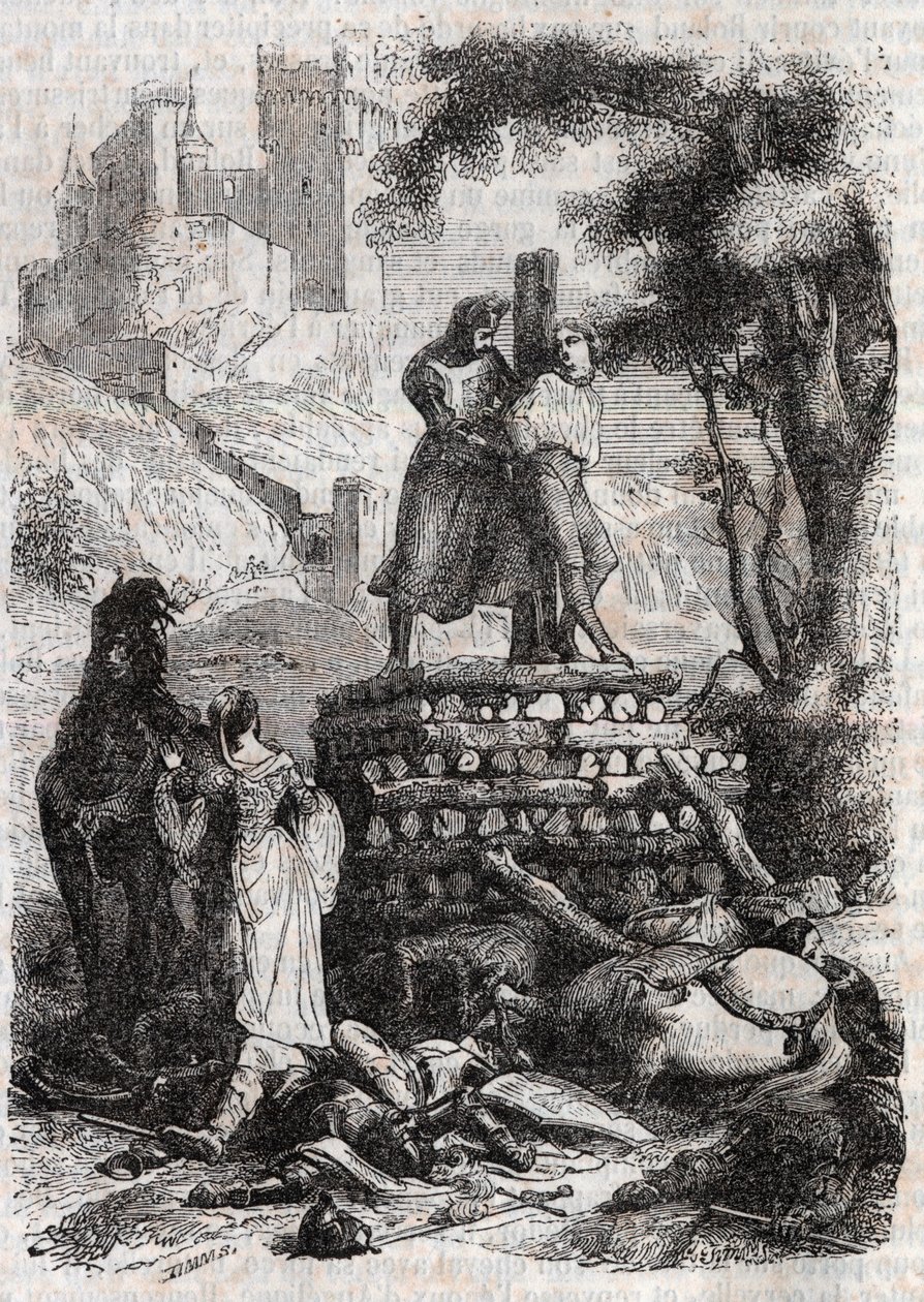 Zerbin on the Bucher, Delivered by Roland - Engraving of 1851 from 