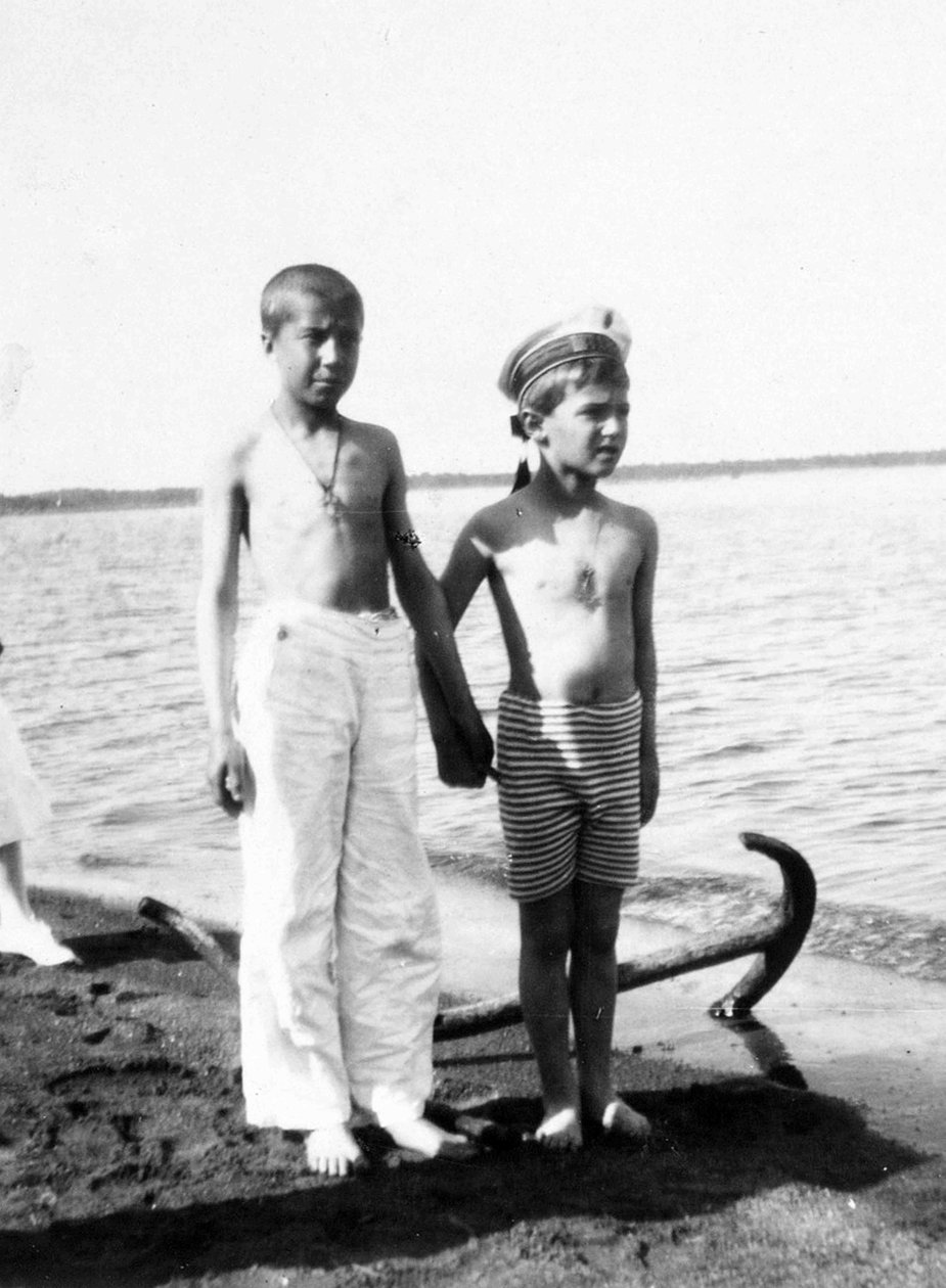 Alexei the Tsarevich Playing on the Beach at Livadia in the Crimea by Unknown photographer