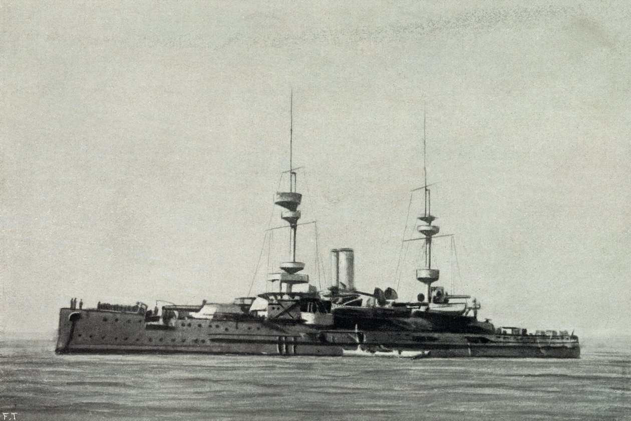 English Battleship Ocean, Sunk During Battle of Dardanelles on March 18 by Unknown photographer