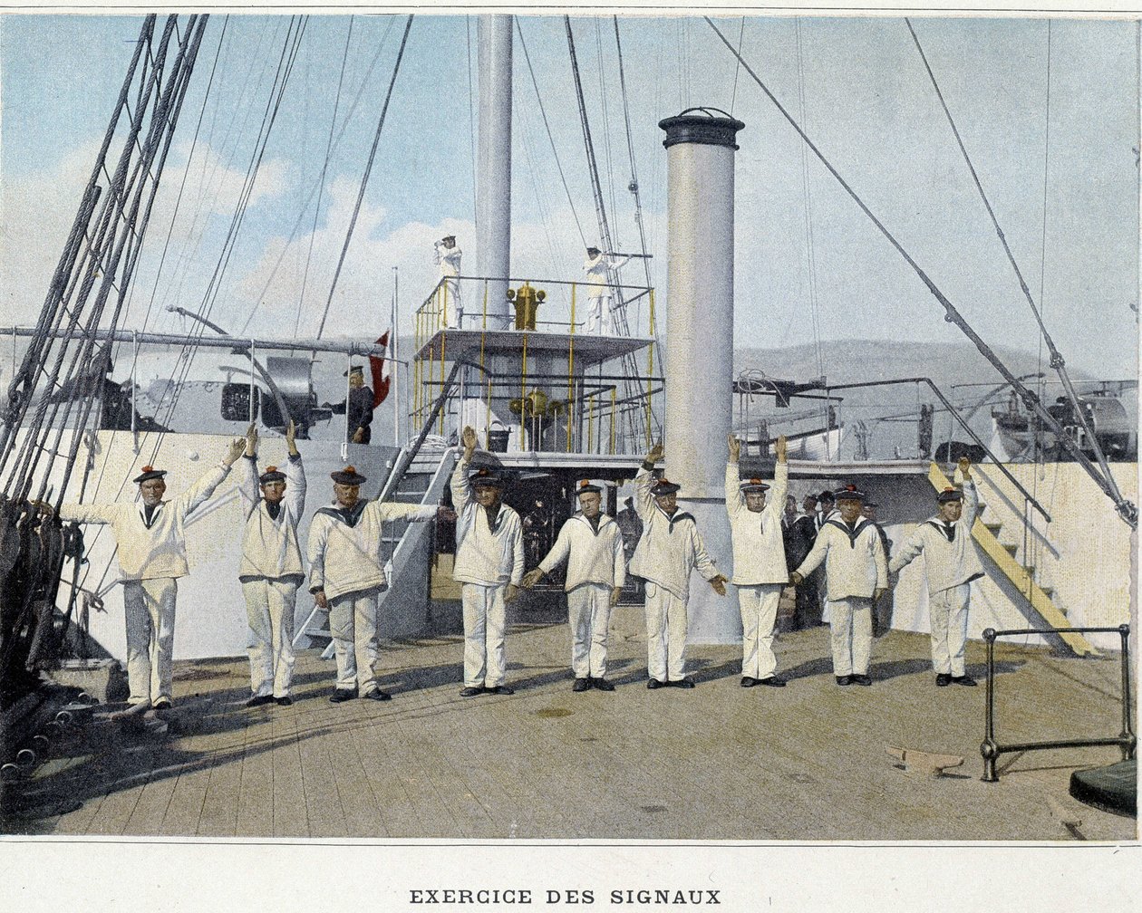 Exercise of Signals - in Album militaire - Marine: Life on Board by Unknown photographer