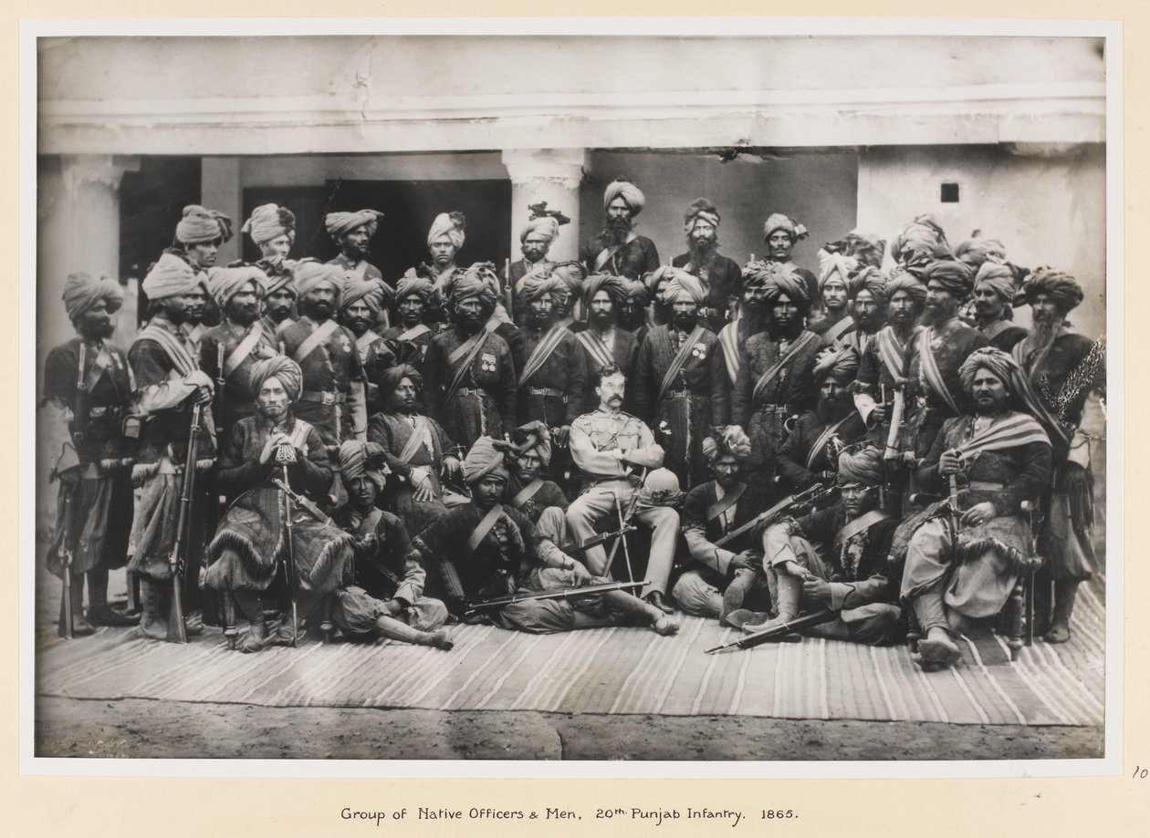 Group of Native Officers and men, 20th Punjab Infantry by Unknown photographer