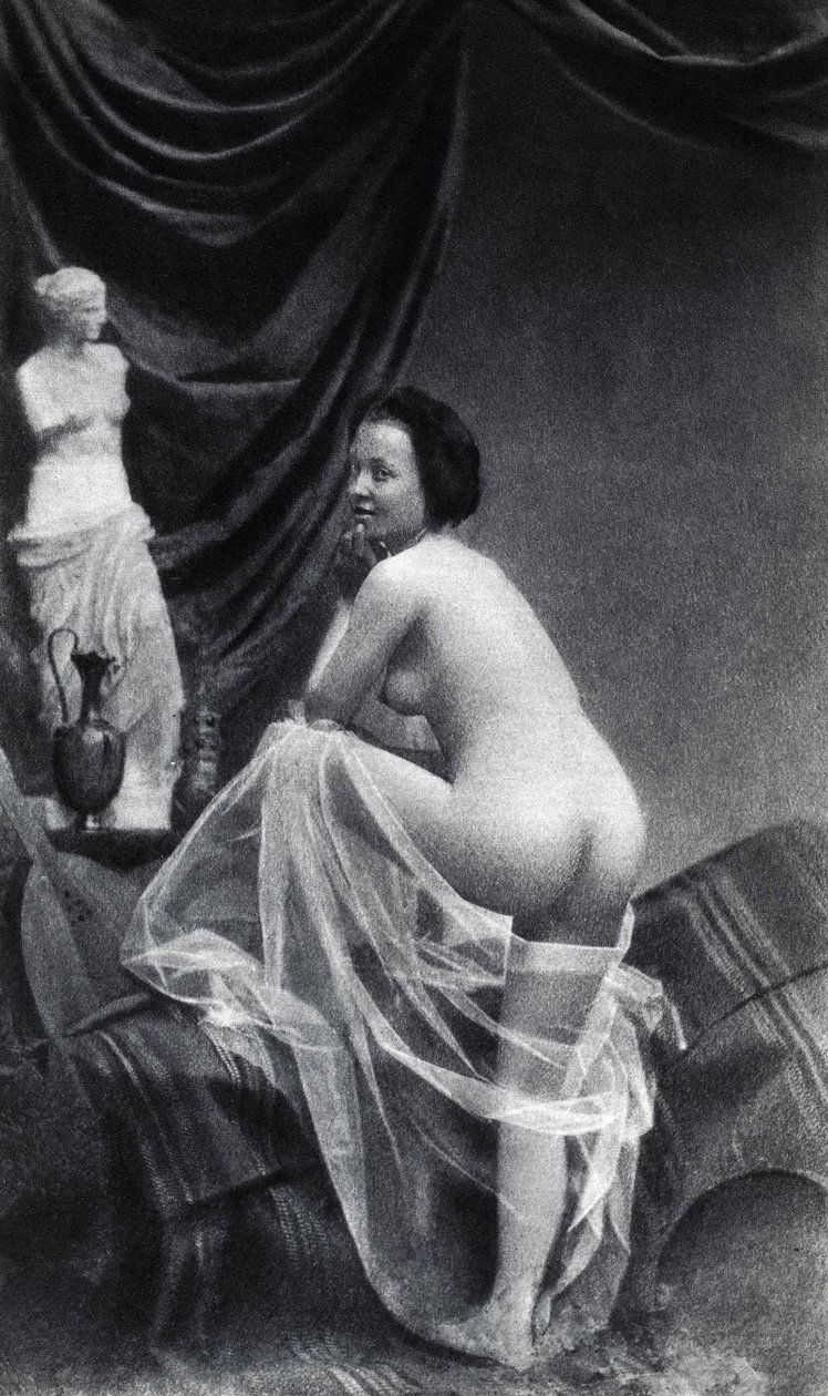 Naked Woman Posing Back (c.1855, Anonymous Photography) by Unknown photographer