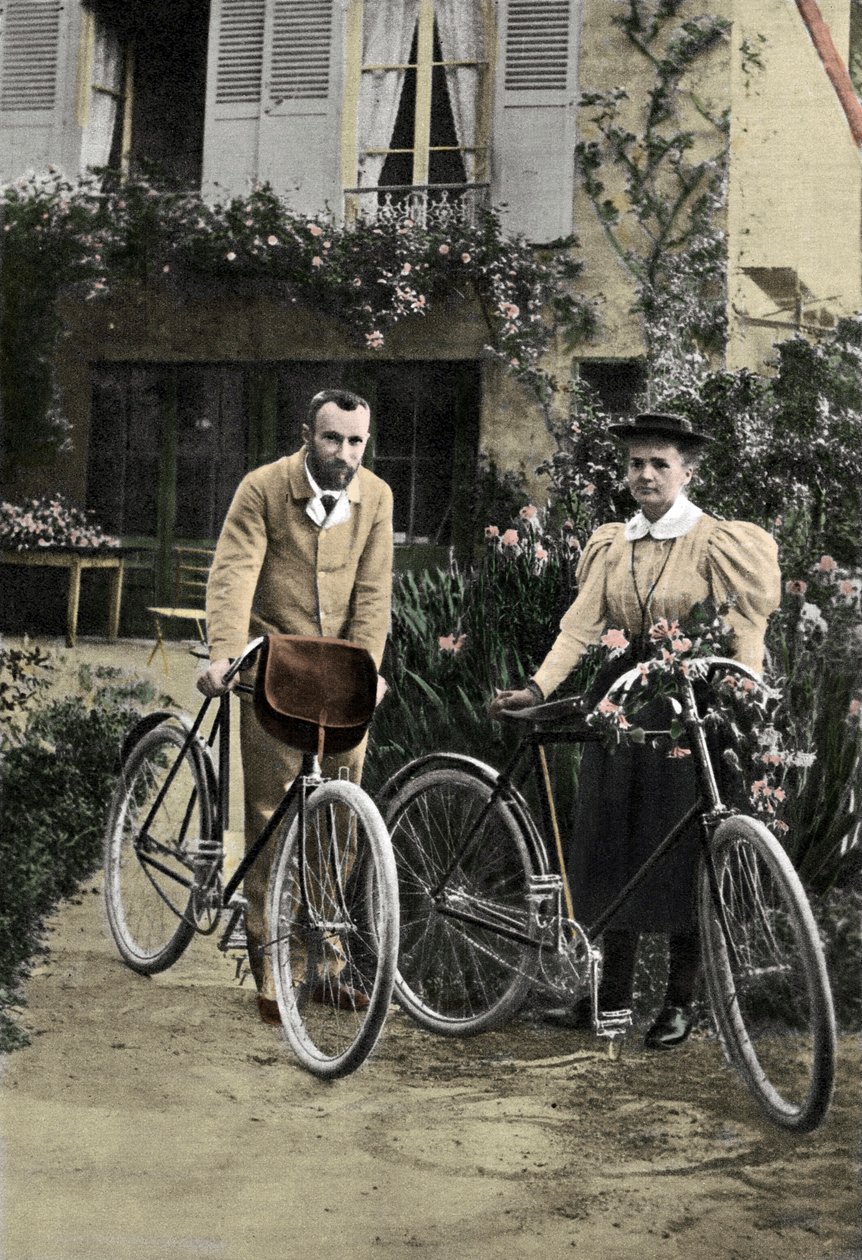 Pierre and Marie Curie in their garden by Unknown photographer