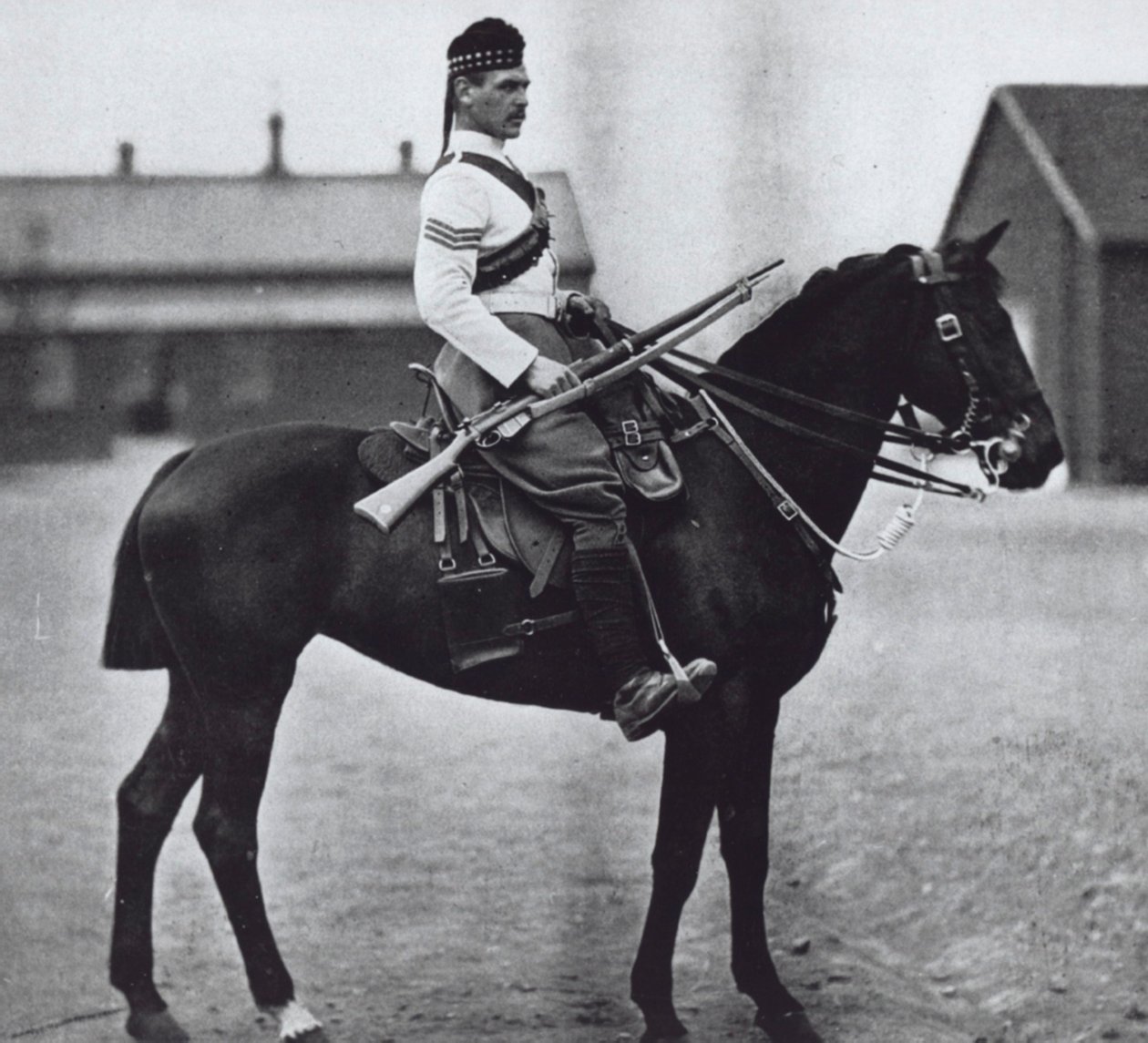 Sergeant of the 92nd Gordon Highlanders, equipped as a mounted infantryman by Unknown photographer