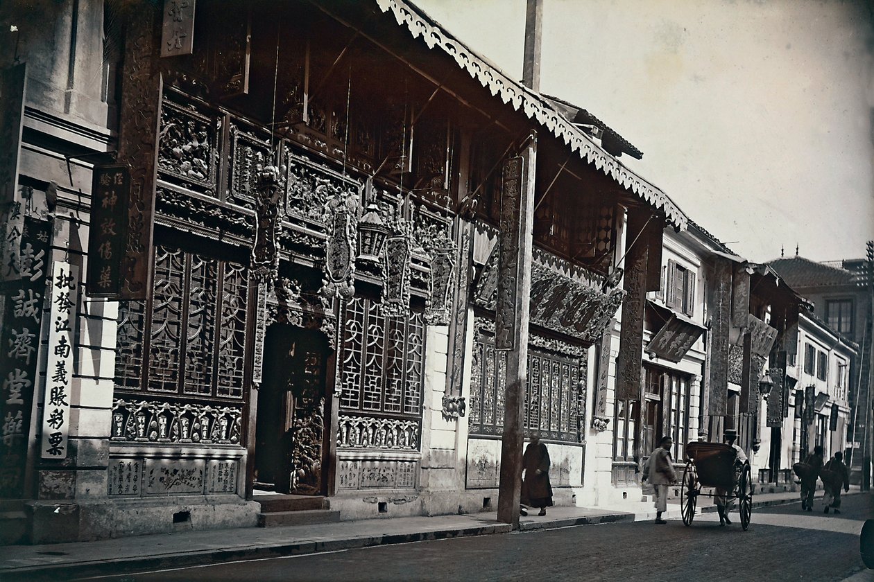 View of buildings along a road in China by Unknown photographer