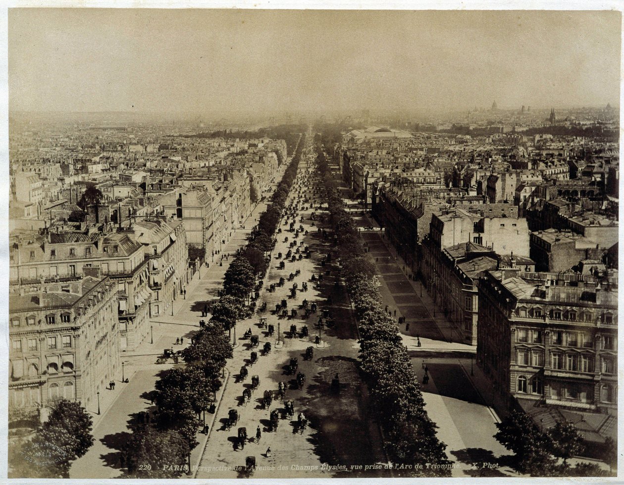 View of the Champs-Elysees from the Arc de Triomphe, end 19th century by Unknown photographer