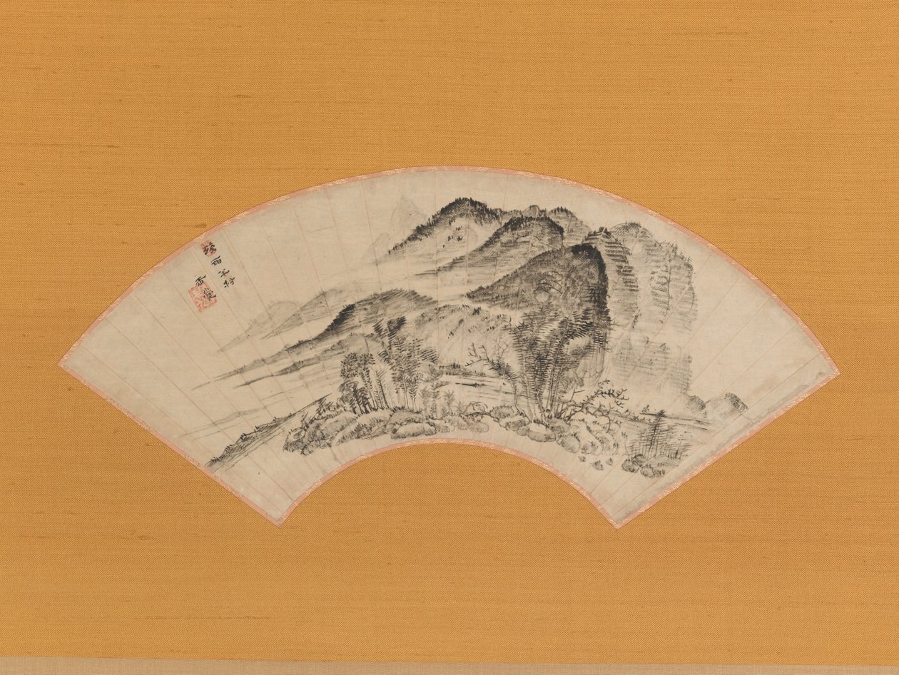 Lingering Rain over Half the Village, ca. 1815-20 by Uragami Gyokudo