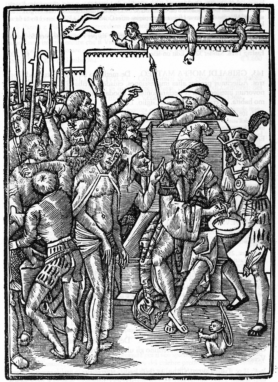Christ before Pontius Pilate. Xylography of Urs Graf from 1514. Private collection. Milan. by Urs  Graf