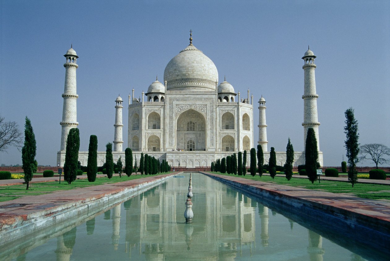 View of the Taj Mahal, built by Emperor Shah Jahan, completed in 1643 by Ustad Ahmad Lahori
