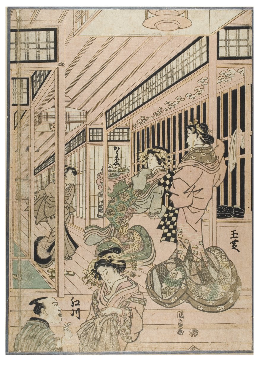Scene from the Shin Yoshiwara (Triptych) by Utagawa (1786-1865) Kunisada