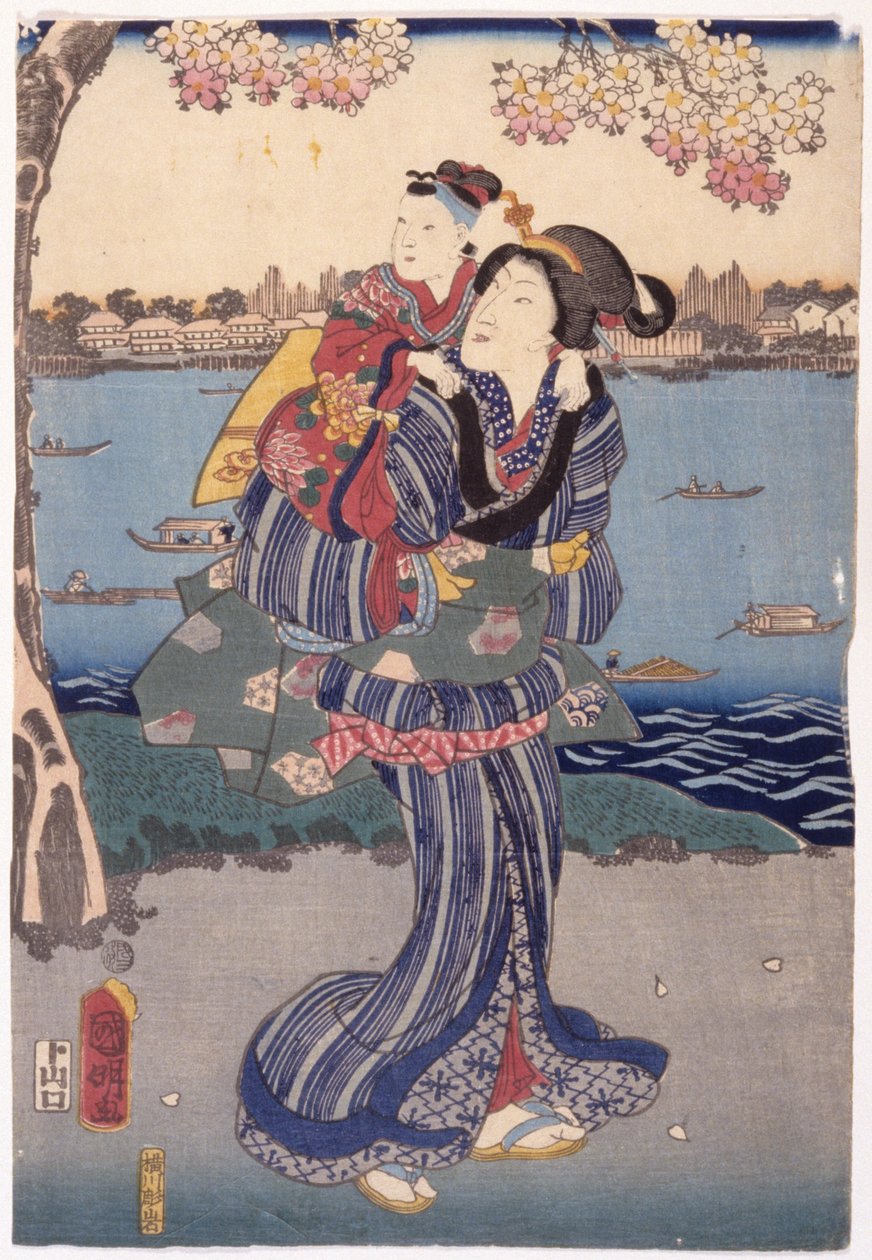 Viewing Cherry Blossoms At Mukojima by Utagawa (1835 1888) Kuniaki