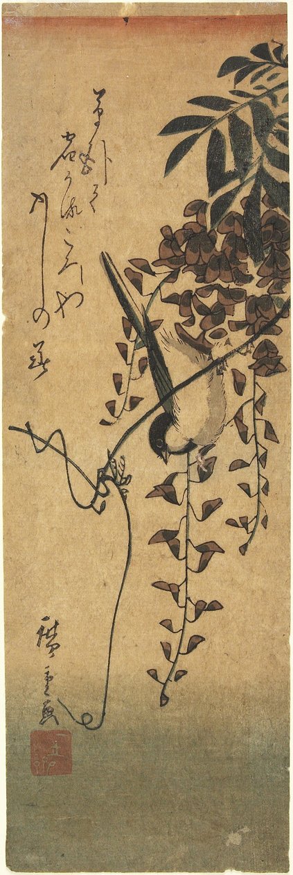 Bird on Wisteria Branch by Utagawa Hiroshige