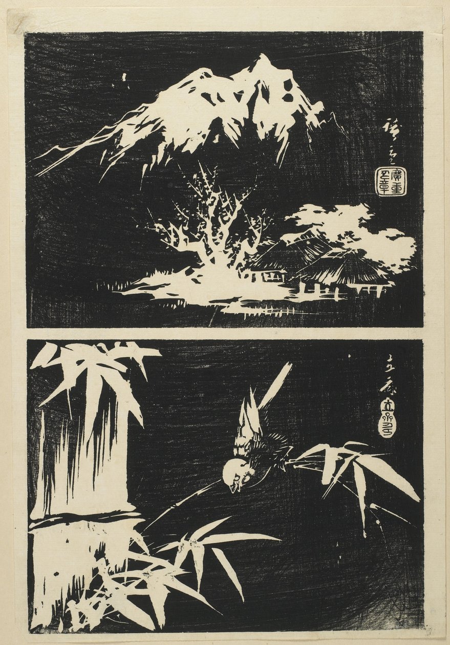 Two Images of Lithograph by Utagawa Hiroshige
