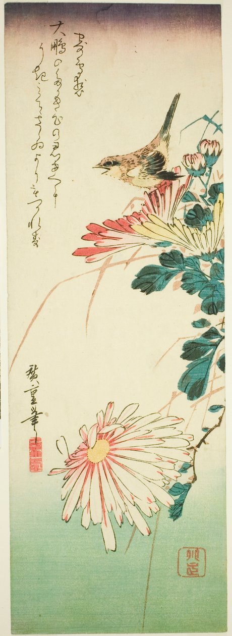 Bird and Chrysanthemums by Utagawa Hiroshige