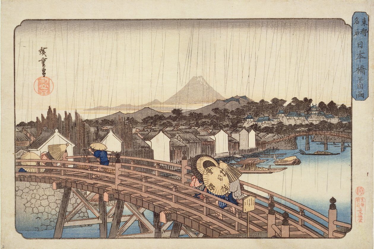 Evening Shower at Nihonbashi Bridge, from Celebrated Places of the Eastern Capital c.1832 by Utagawa Hiroshige
