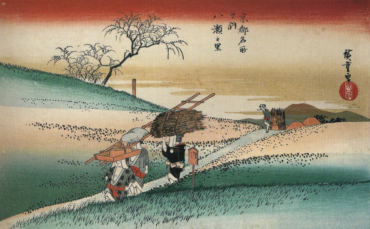 Women Walking on a Road Through the Fields by Utagawa Hiroshige