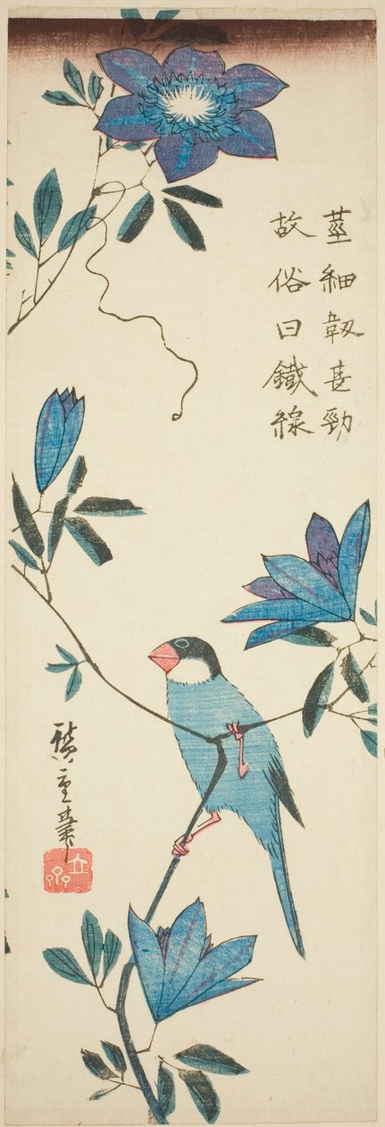 Java Sparrow and Clematis by Utagawa Hiroshige