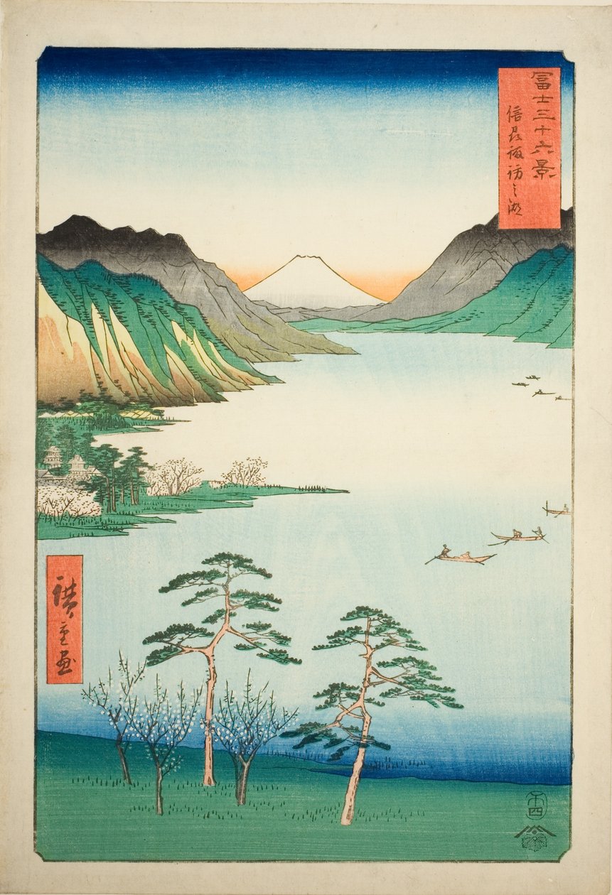 Lake Suwa in Shinano Province, from the series Thirty-six Views of Mount Fuji by Utagawa Hiroshige