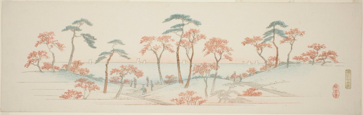 Maples at Kaianji Temple, from an Untitled Series of Famous Views of the Edo Suburbs by Utagawa Hiroshige