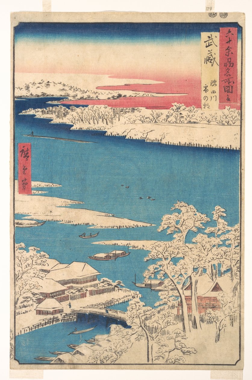 Morning after a Snowfall, the Sumida River, Musashi Province, from the series Views of Famous Places in the Sixty-Odd Provinces by Utagawa Hiroshige