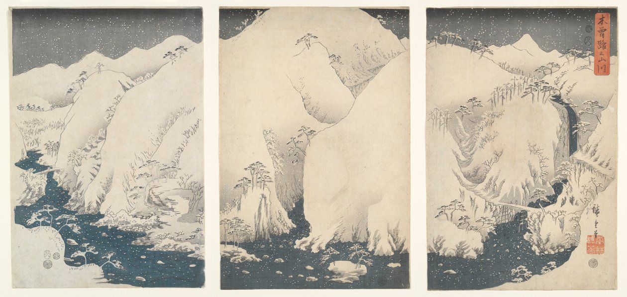 Mountains and Rivers along the Kiso Highway under Snow by Utagawa Hiroshige