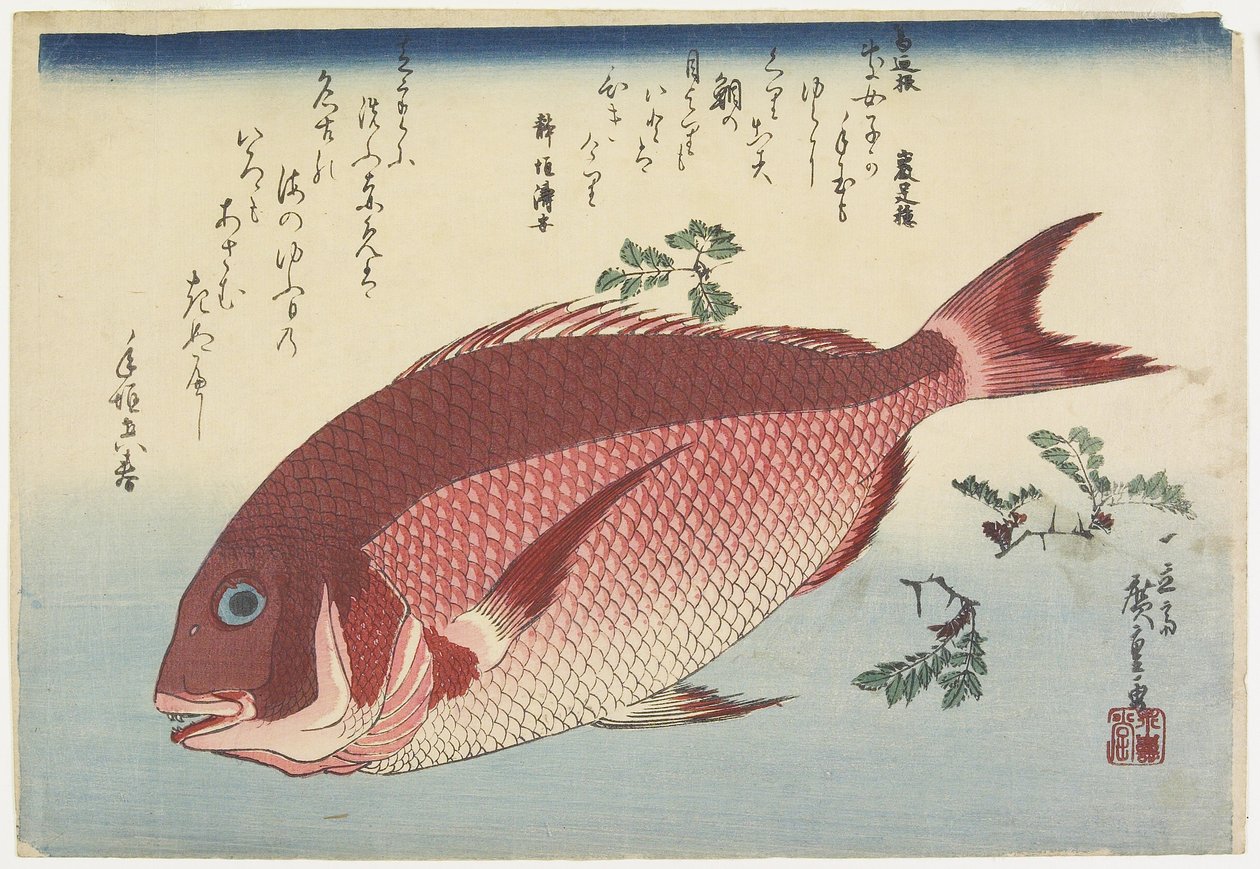 Sea Bream and Sansho Sprigs, c.1832 by Utagawa Hiroshige