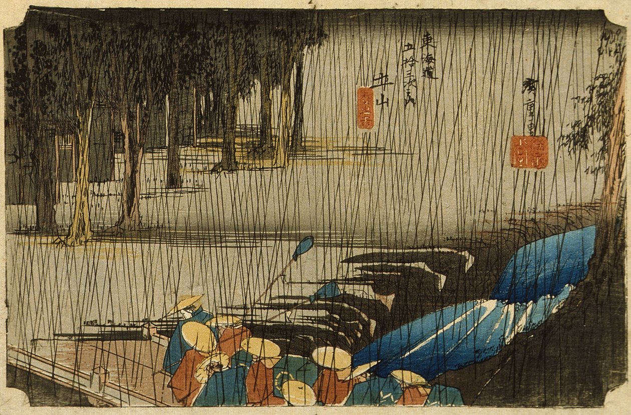 Spring Rain at Tsuchiyama by Utagawa Hiroshige