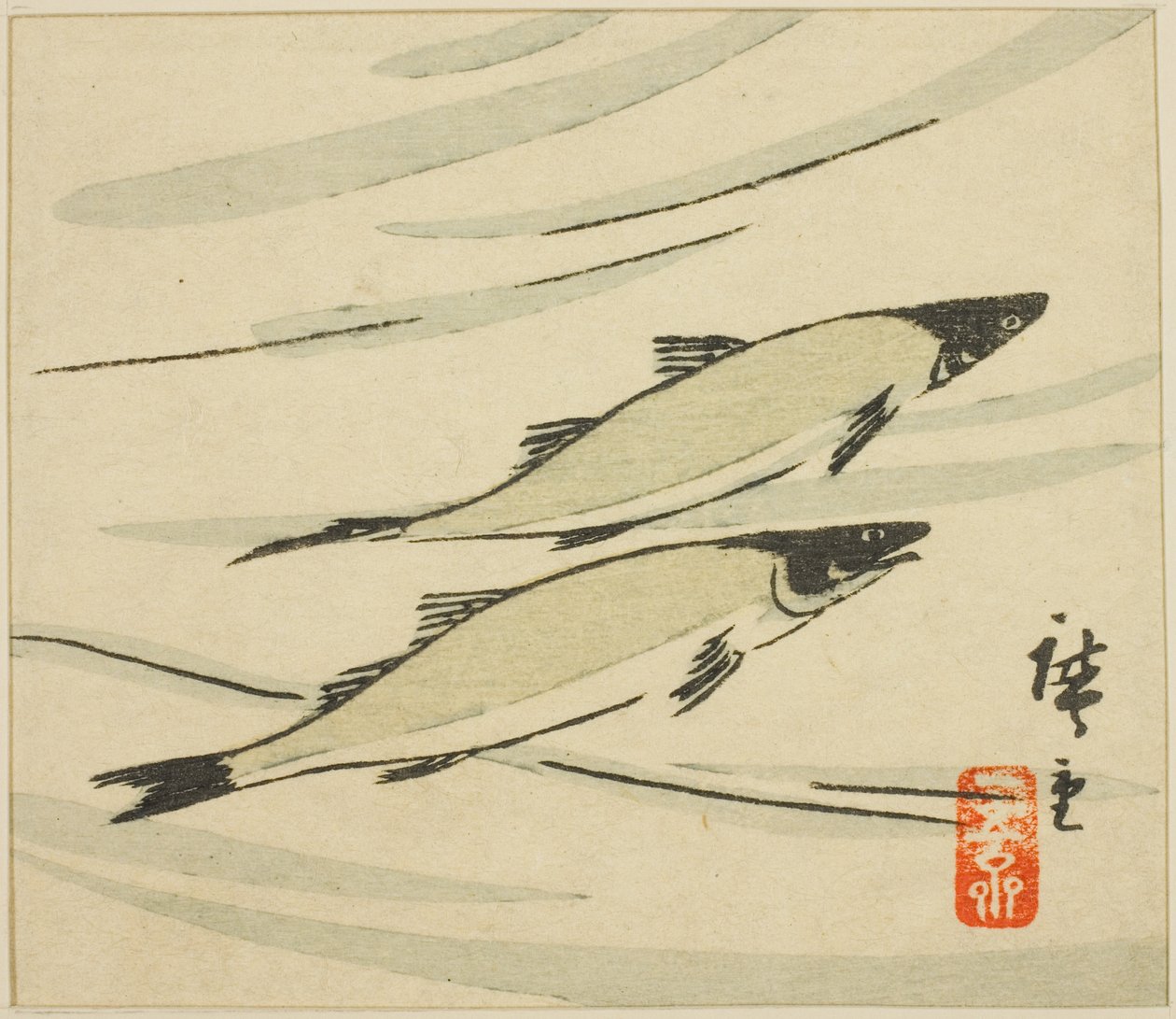 Trout, section of a harimaze sheet by Utagawa Hiroshige