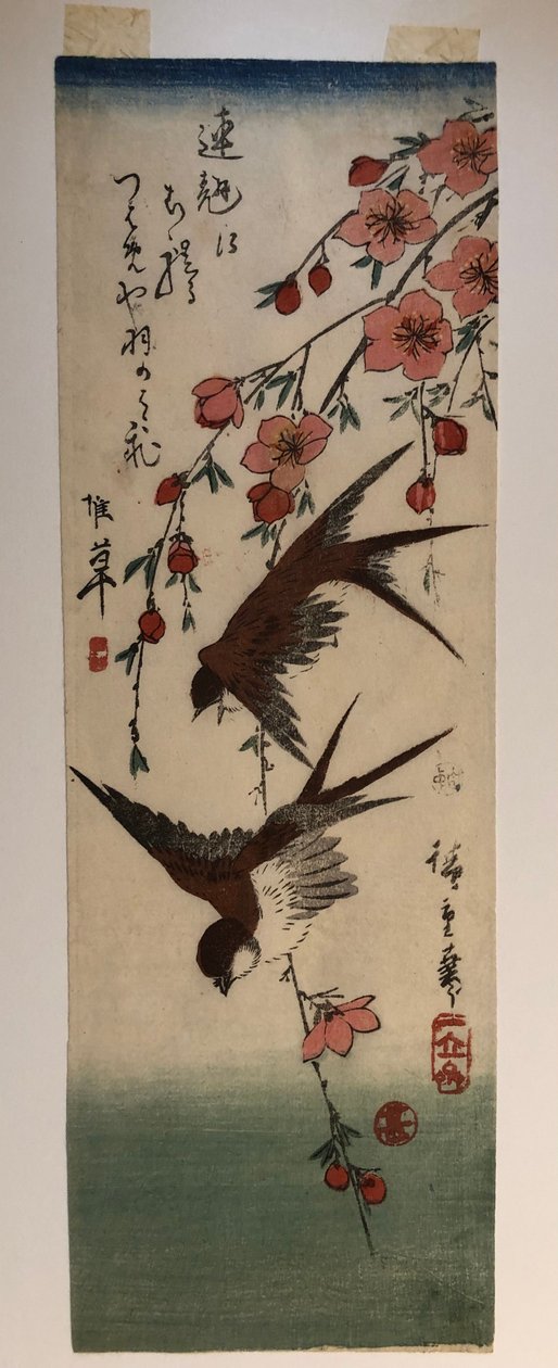Two Swallows and a Flowering Apple Branch by Utagawa Hiroshige