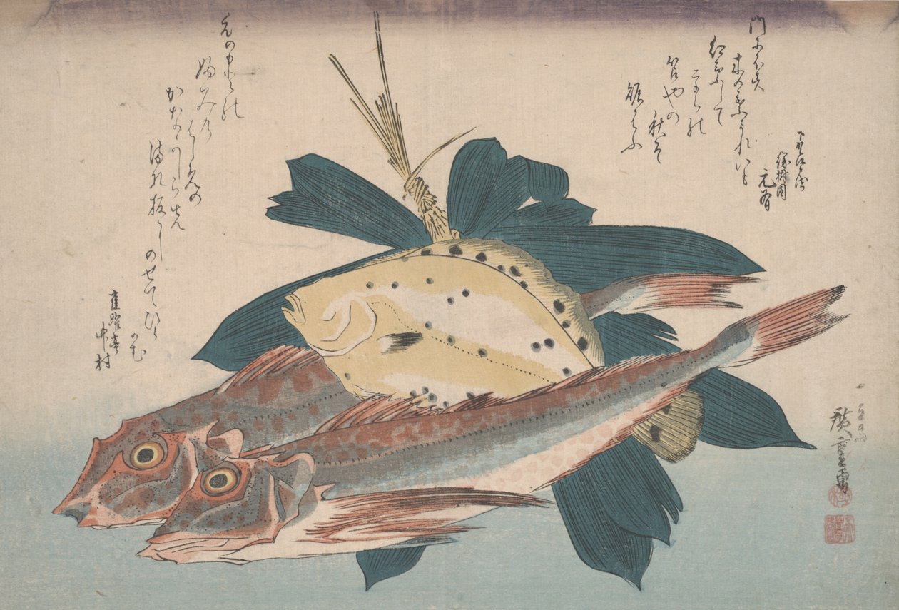 Two gunnards and a flounder by Utagawa Hiroshige
