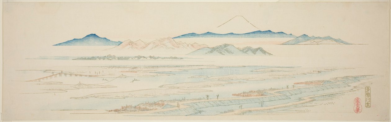 Village of Tamagawa, from an Untitled Series of Famous Views of the Edo Suburbs by Utagawa Hiroshige