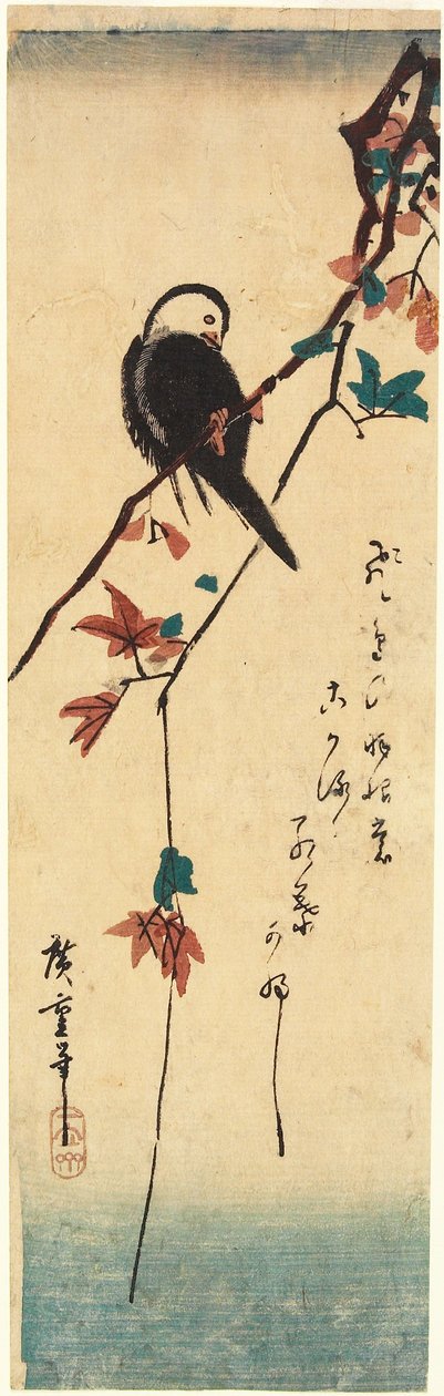White-headed Bird on Maple Branch by Utagawa Hiroshige