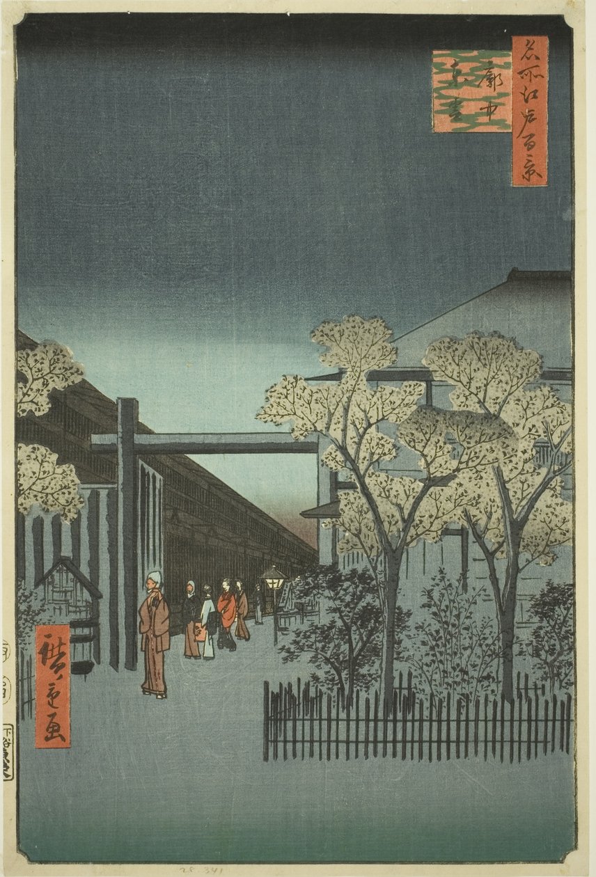 Yoshiwara Licensed Quarters at Dawn, from the series "One Hundred Famous Views of Edo" by Utagawa Hiroshige