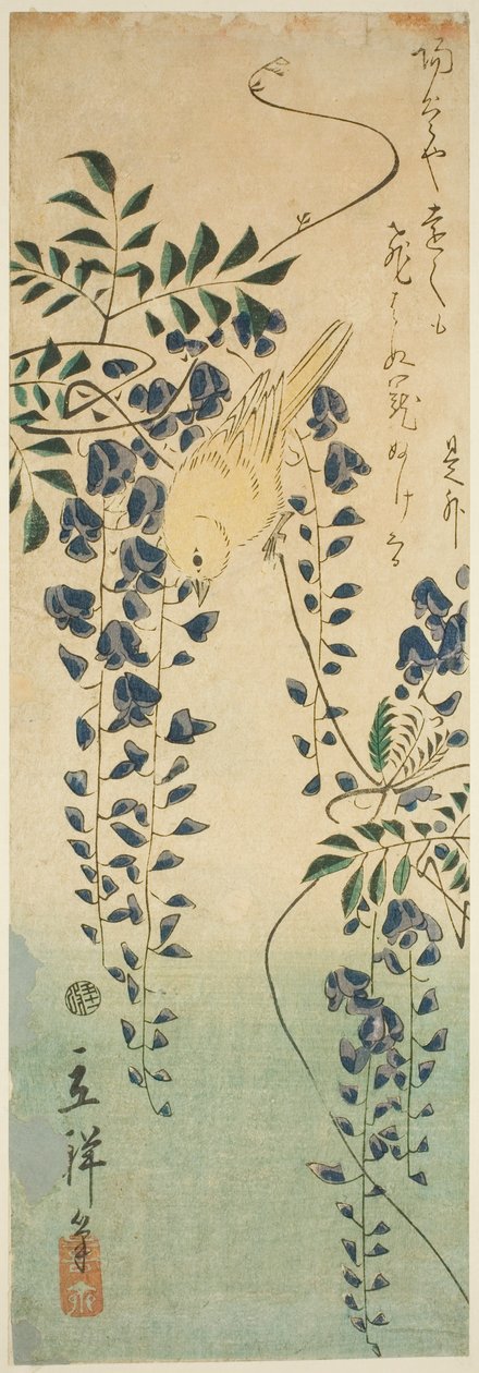 Canary and Wisteria by Utagawa Hiroshige II