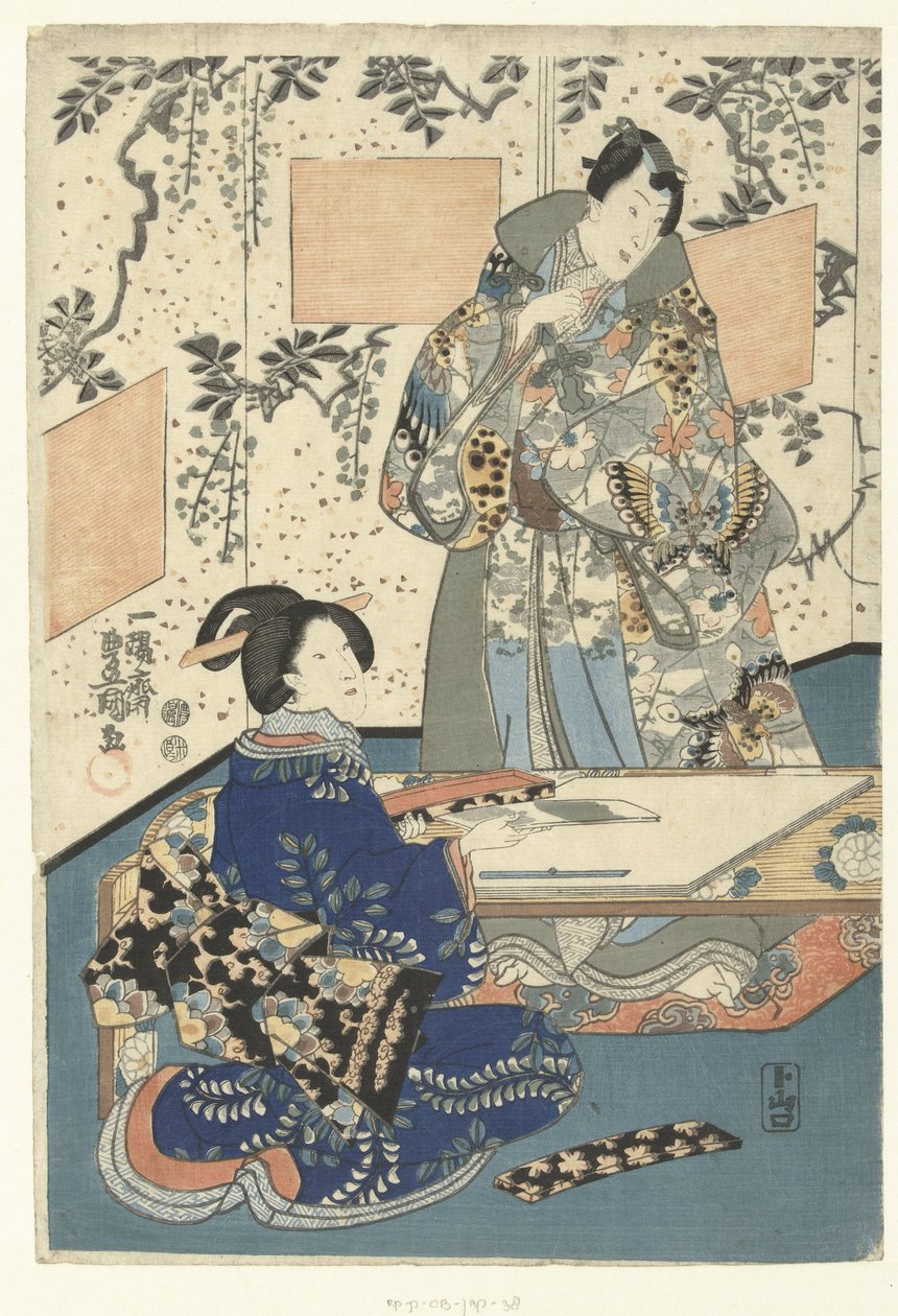 Prince Genji and Court Lady by Utagawa Kunisada (I)