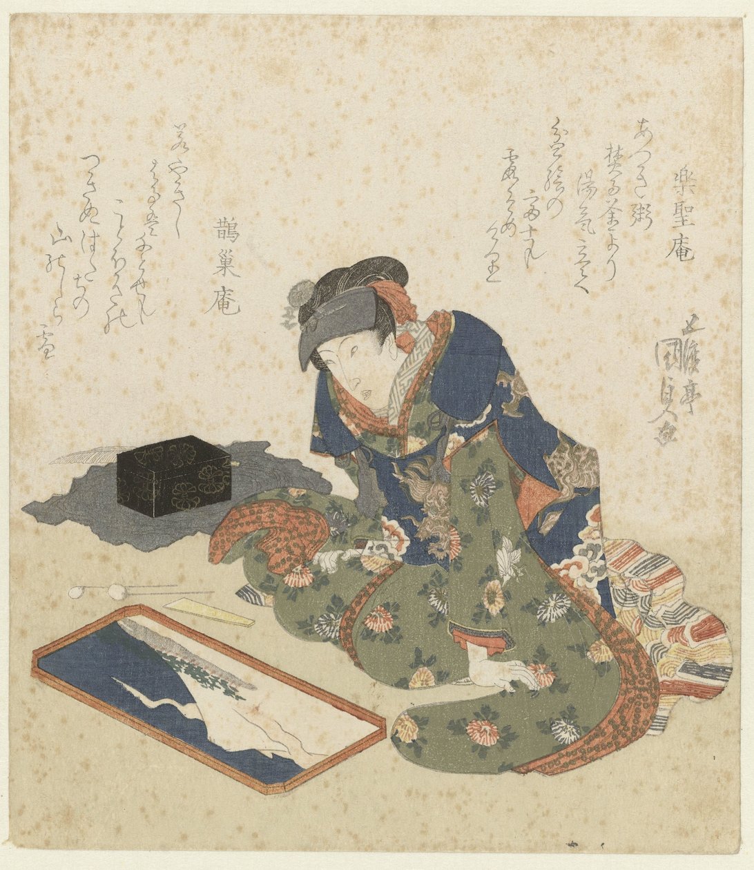 Woman Making a Sand Painting by Utagawa Kunisada (I)