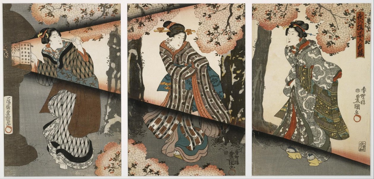 Night Scene with Girls and Lanterns by Utagawa Kunisada