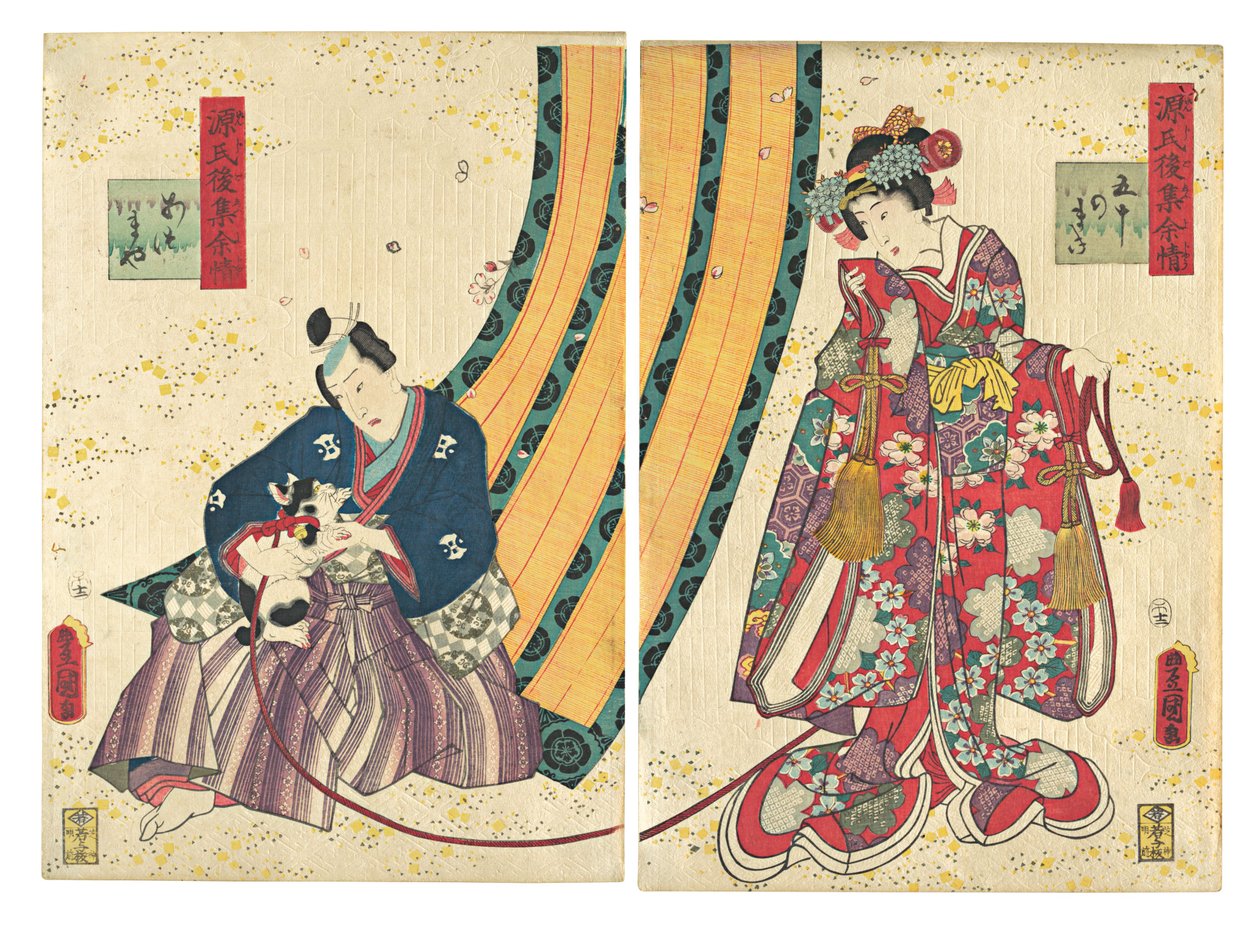 Parody of the Third Princess and Kashiwagi: Chapter 50: A Hut in the East by Utagawa Kunisada
