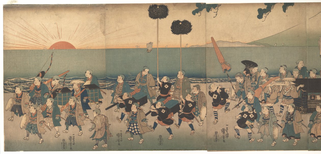 Boys Play-acting a Daimyo Procession by Utagawa Kuniyoshi