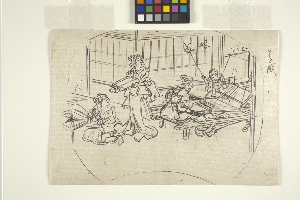 Hataori (Weaving on a Loom) by Utagawa Kuniyoshi