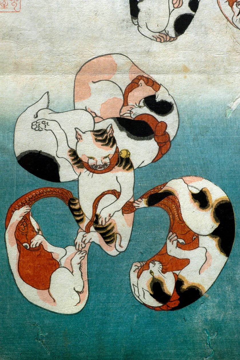 Octopus Series Cats Forming Written Characters by Utagawa Kuniyoshi