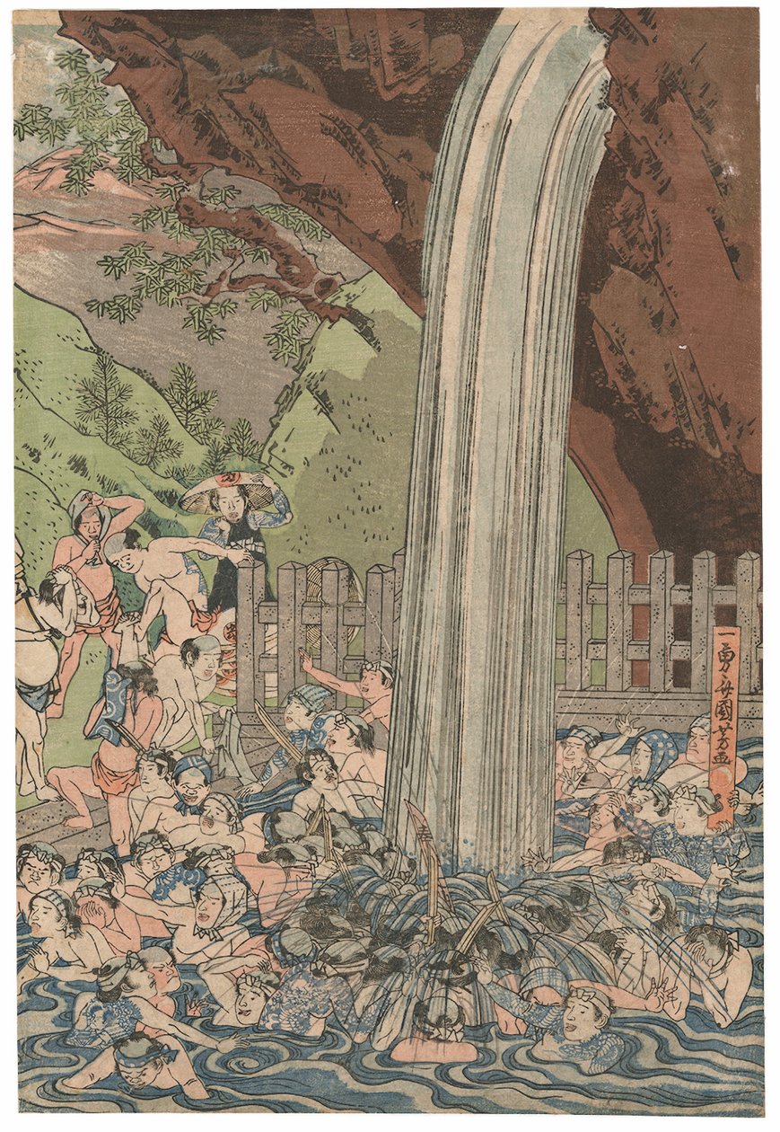 Pilgrims at the Roben Waterfall at Oyama by Utagawa Kuniyoshi