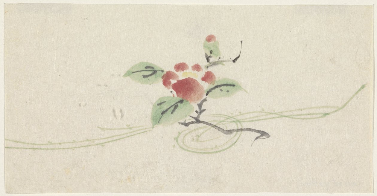 Branch with Red Camellia by Utagawa Kuniyoshi