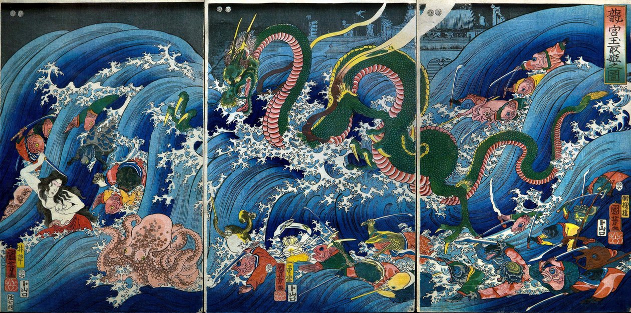 Tamatori-hime Stealing the Sacred Jewel from the Dragon Palace by Utagawa Kuniyoshi