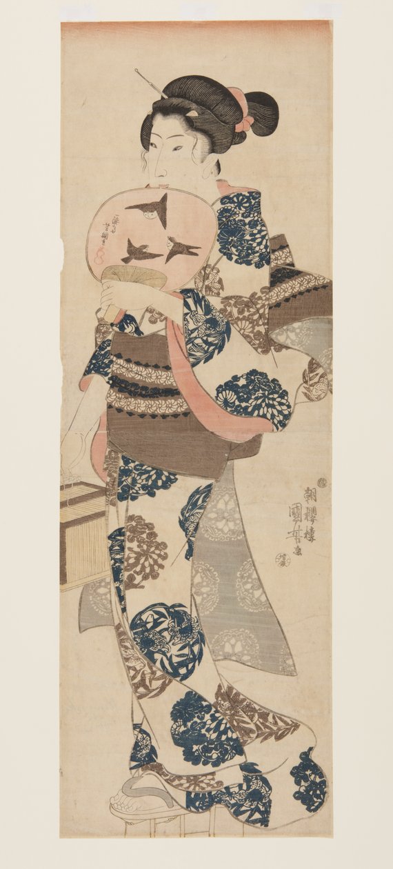 Woman with Fan and Insect Cage by Utagawa Kuniyoshi