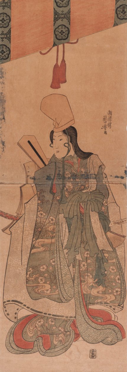 Untitled; Given Title: Shirabyoshi Beneath Sudare by Utagawa Kuniyoshi
