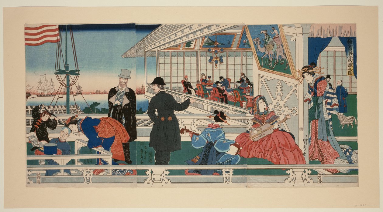 An American Mercantile Building in Yokohama by Utagawa Sadahide