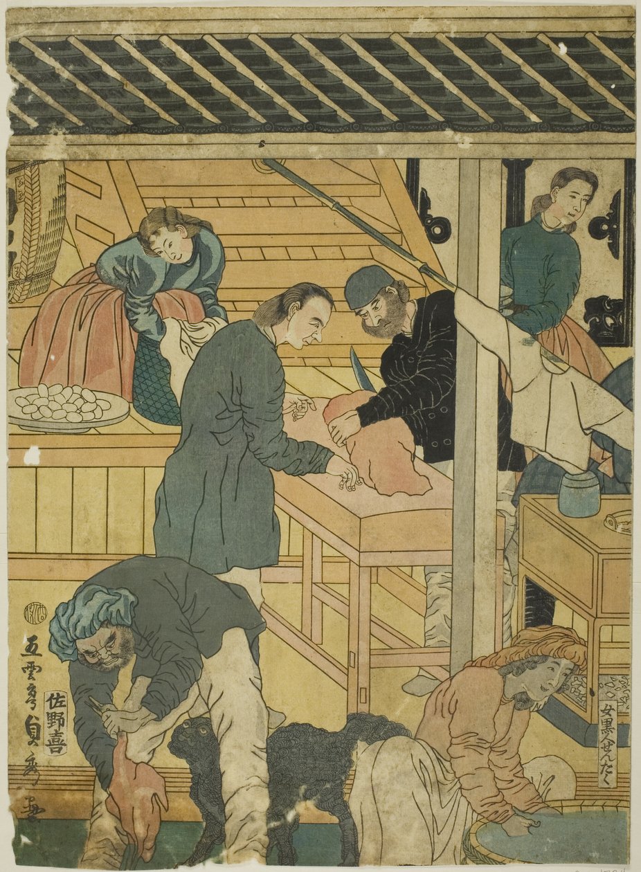 Sales Room at a Foreign Merchant Shop in Yokohama by Utagawa Sadahide