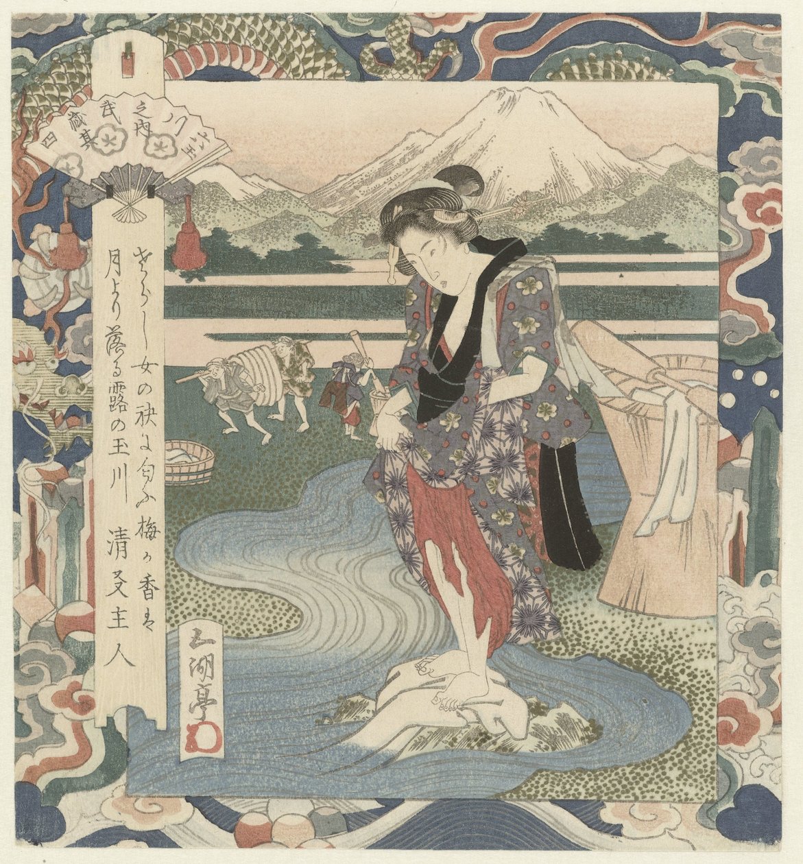 Woman Washing Clothes in the River by Utagawa Sadakage