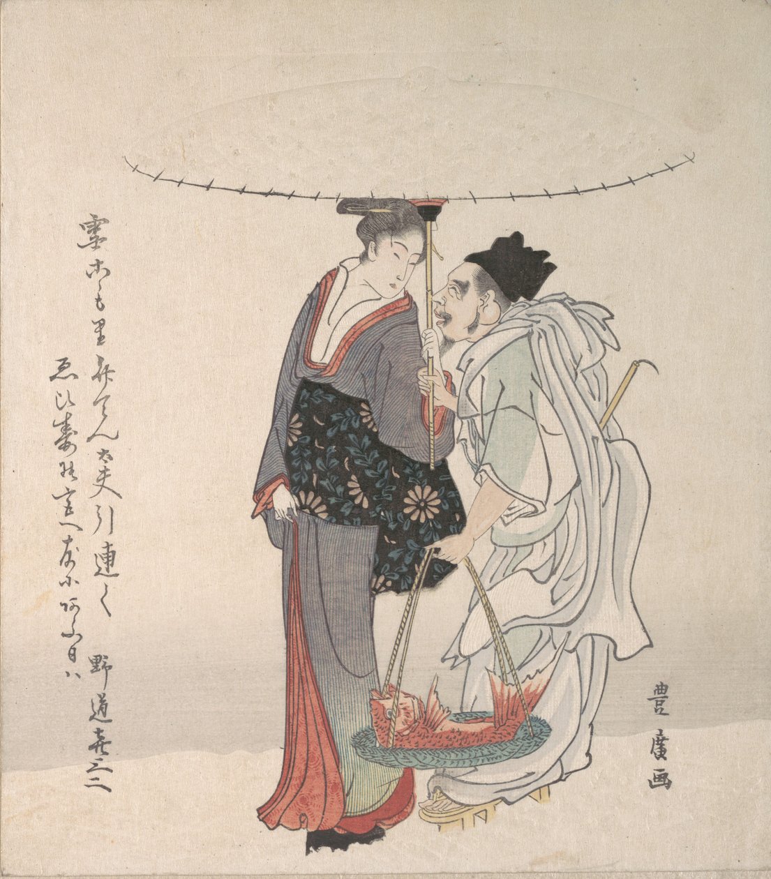Ebisu and Benten Walking in the Snow by Utagawa Toyohiro